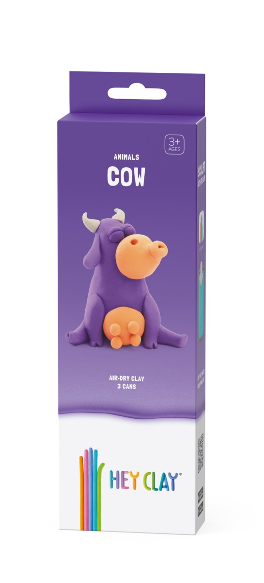 Hey Clay boetseerklei set - 3 potjes - Cow