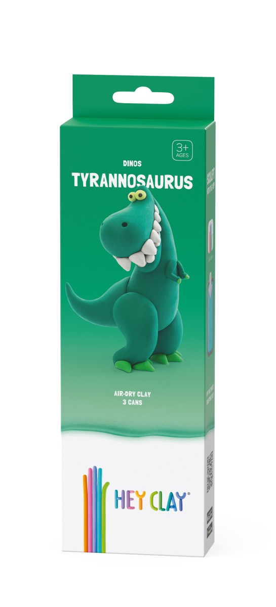 Hey Clay boetseerklei set - 3 potjes - Tyrannosaurus