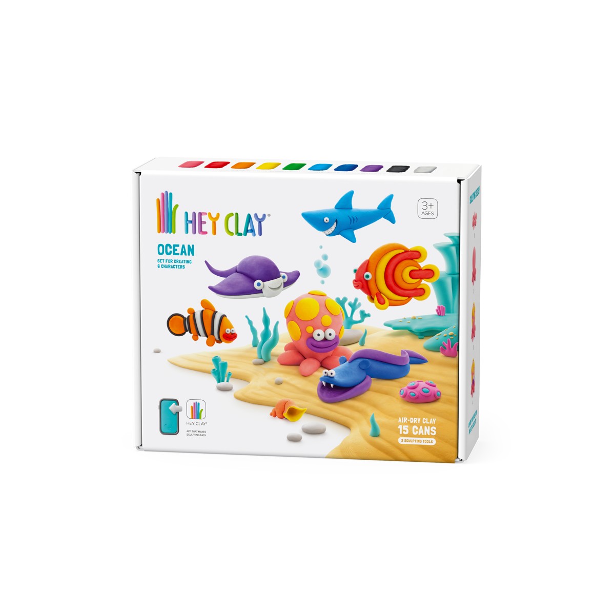 Hey Clay boetseerklei set - 15 potjes - Ocean