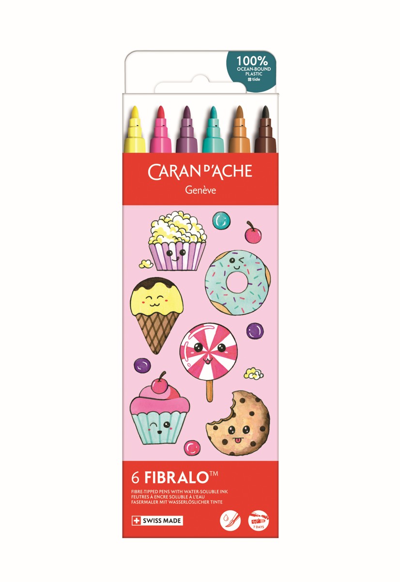 Caran d'Ache stiften - Fibralo Aquarel Kawaii Candy - 6 stuks