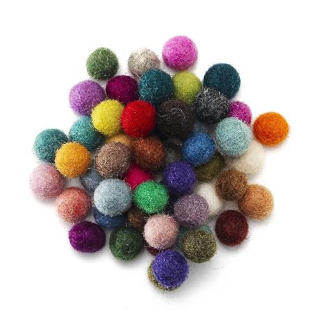Wolvilt bolletjes - doorsnede10 mm - 50 stuks - kleurenmix