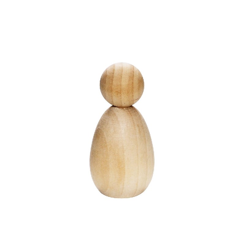 Houten figuren - kegelpoppen ovaal 6 cm