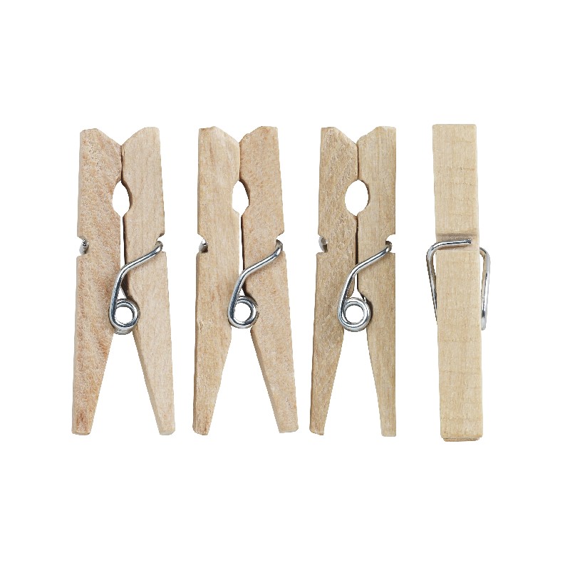 Mini wasknijpers - 48 stuks - naturel