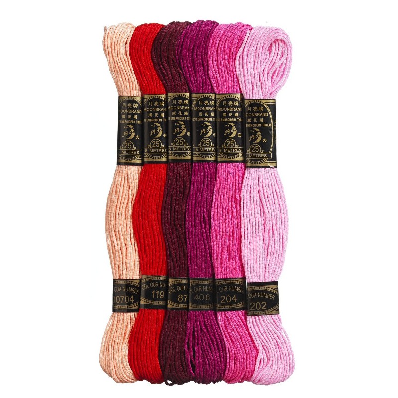 Borduurgaren - 6 stuks - rood mix