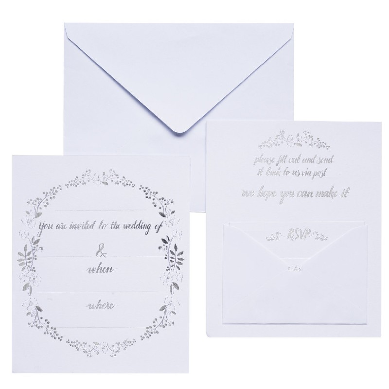 Uitnodigingen bruiloft - 20 stuks - zilver