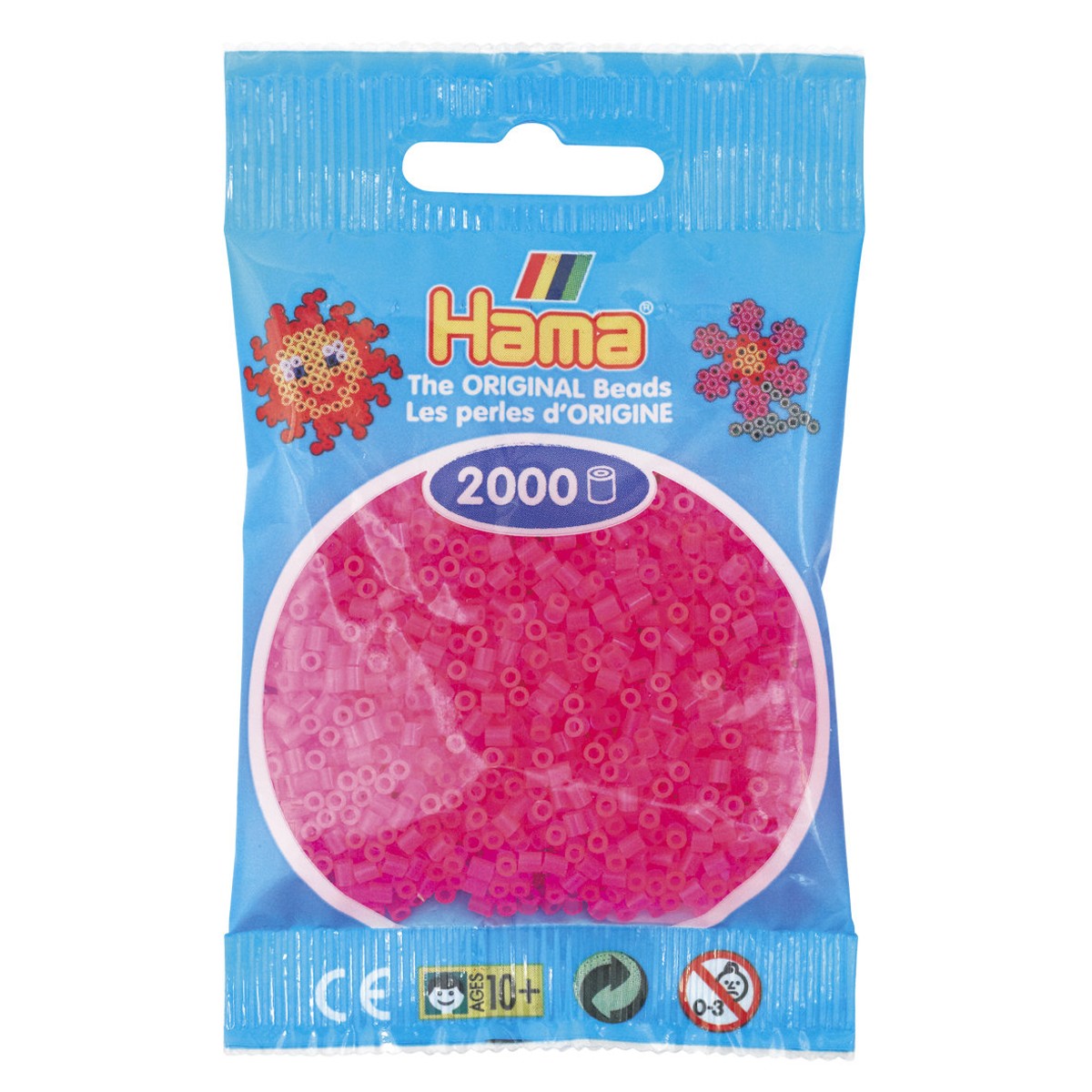 Hama Mini - strijkkralen - 2000 stuks - translucent neon fuchsia 32