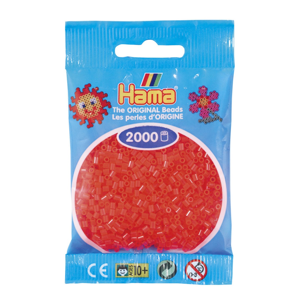 Hama Mini - strijkkralen - 2000 stuks - translucent neon red 35