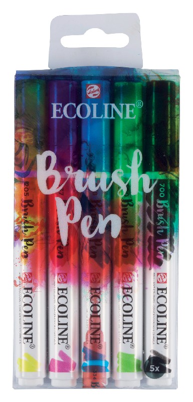 naam Echt Wiskundig Ecoline Brush Pen set - 5 stuks - basis