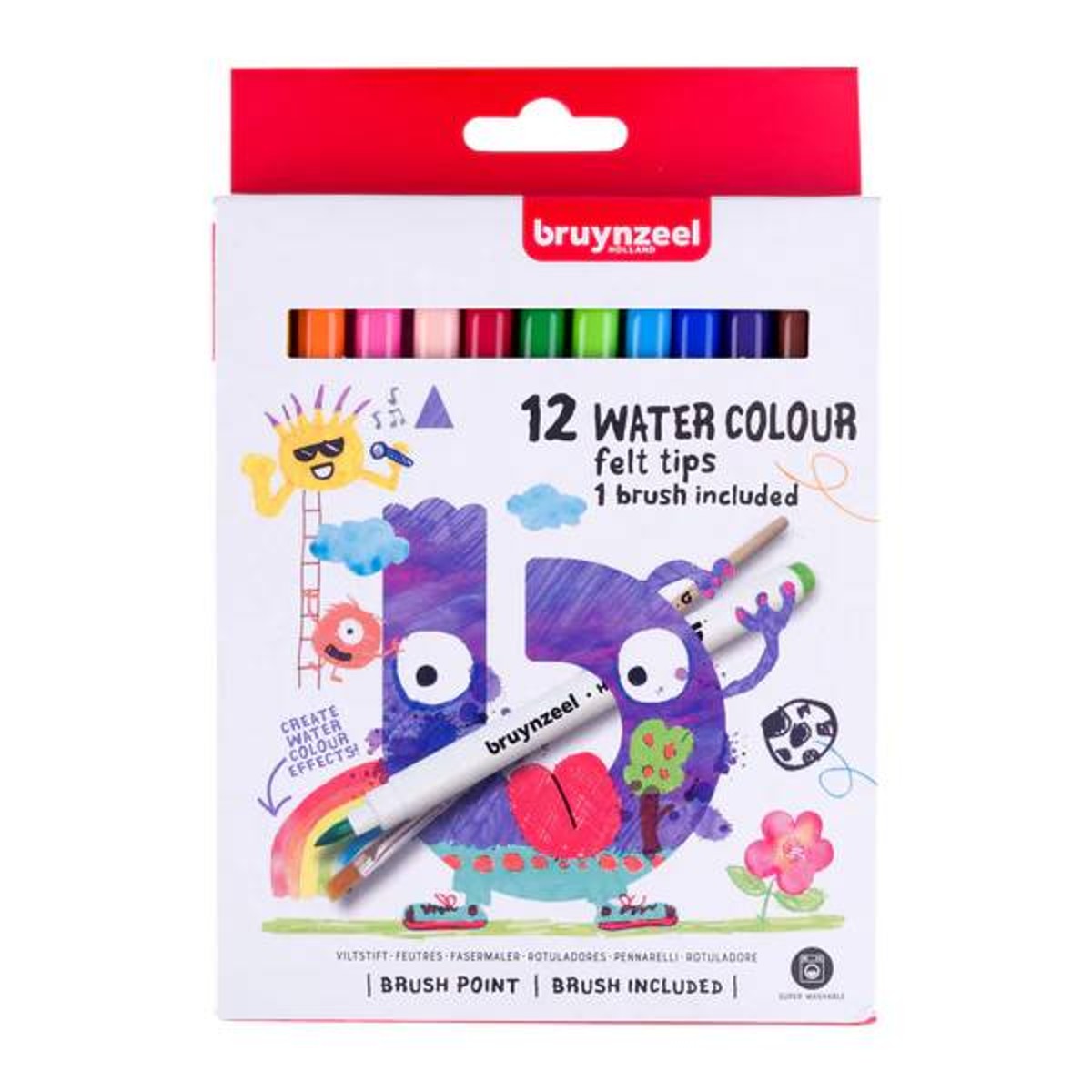 Bruynzeel waterverf viltstiften - 12 kleuren