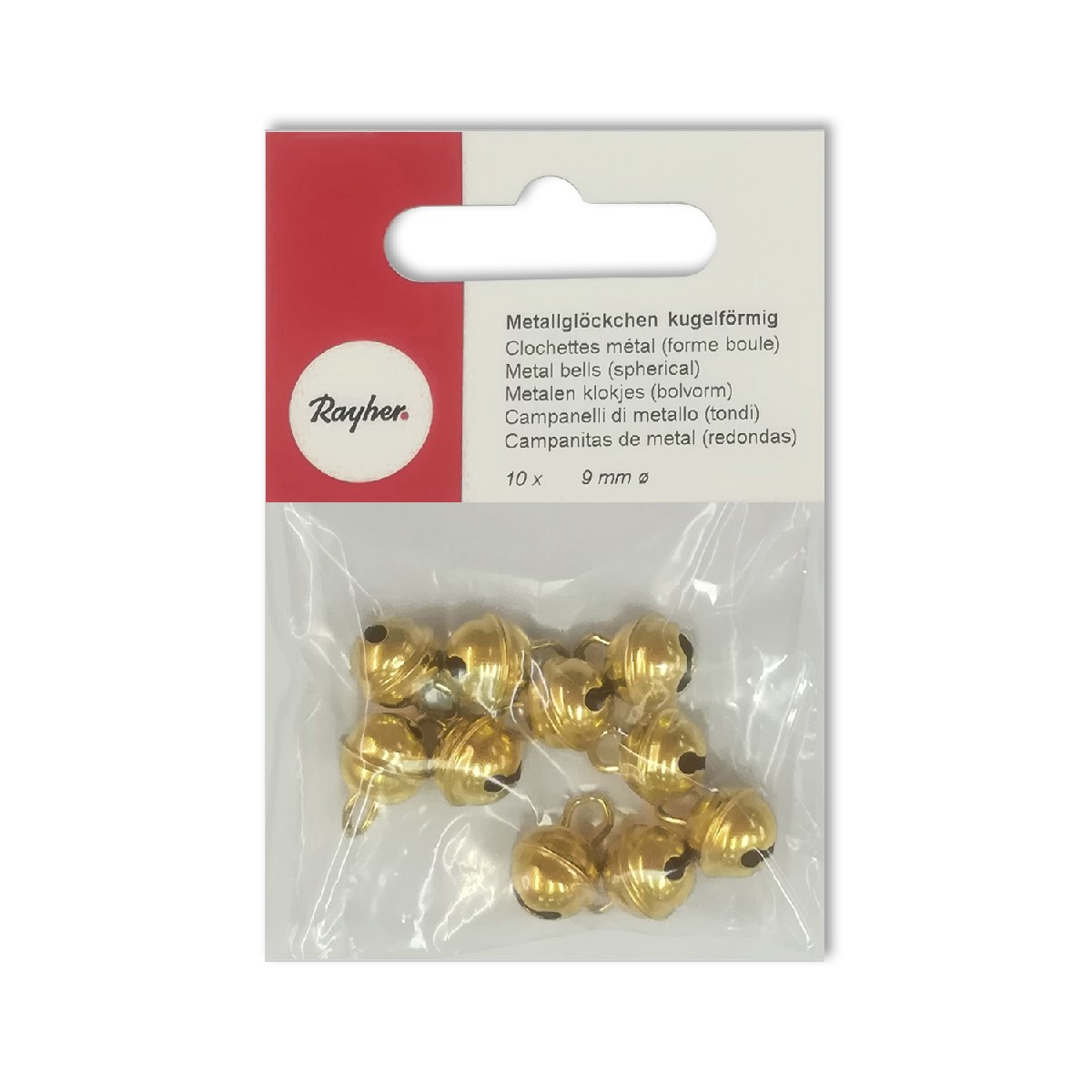 Belletjes - 9 mm - 10 stuks - goudkleurig