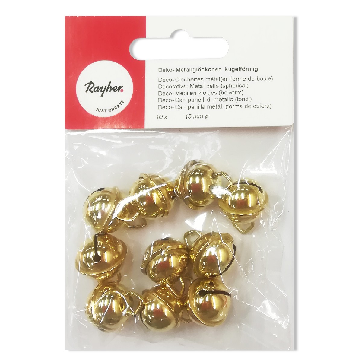 Belletjes - 15 mm - 10 stuks - goudkleurig