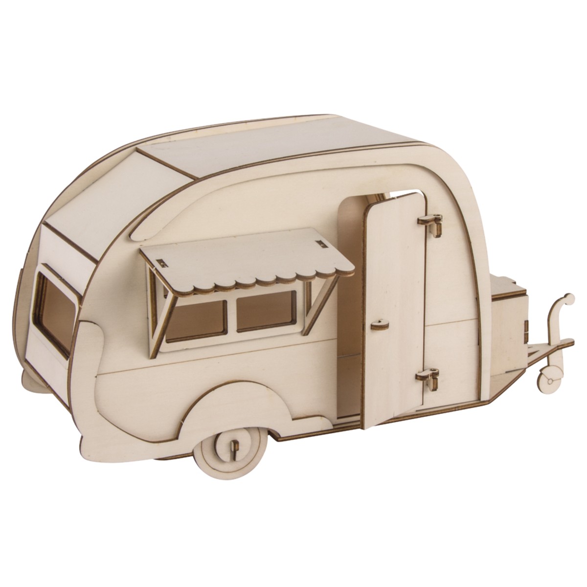 Houten 3D bouwset - caravan