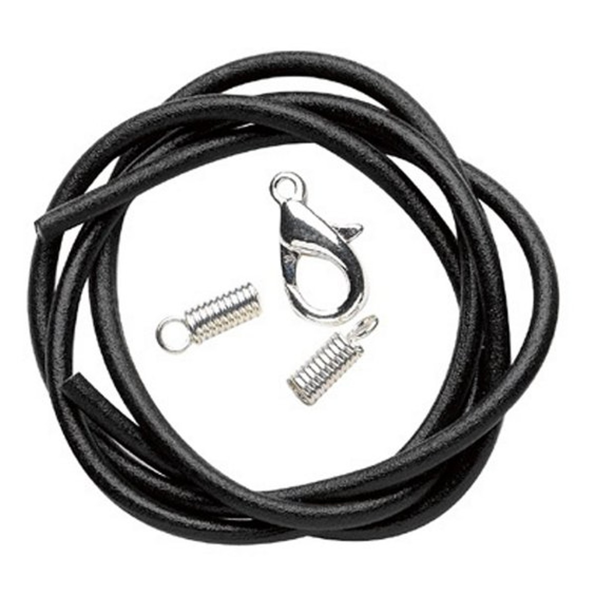 Imitatieleren koord - 2 mm - 60 cm - zwart