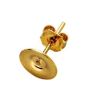 Oorstekers met platte kant - 8 mm - goudkleurig afbeelding