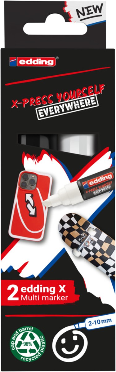 edding 6900 X Multi Marker - 2 stuks - zwart + wit