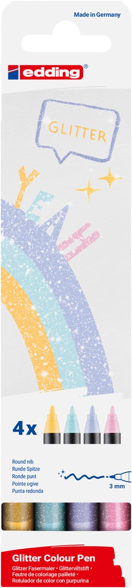 edding 1200 glitter colour pen set - 3x pastel