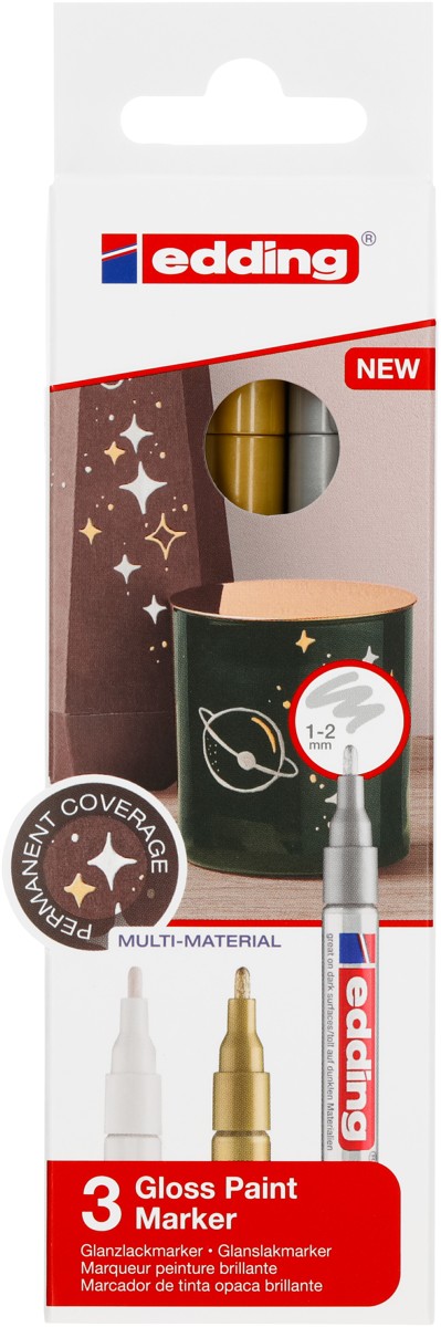 edding 751 gloss paint marker set - 3x metallic