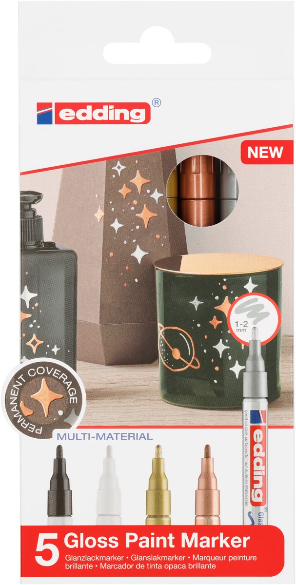 edding 751 gloss paint marker - 5x metallic