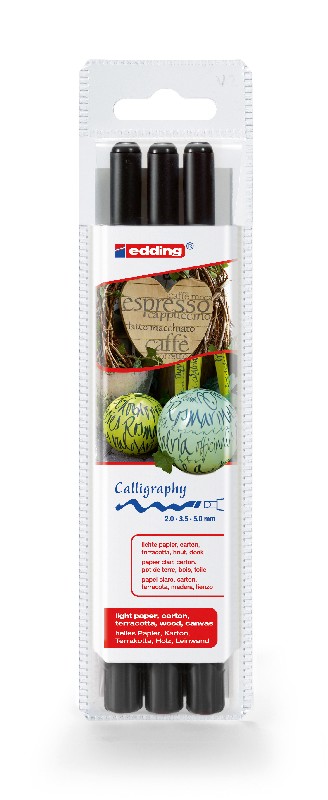 edding kalligrafiestiften set - 3 stuks - zwart