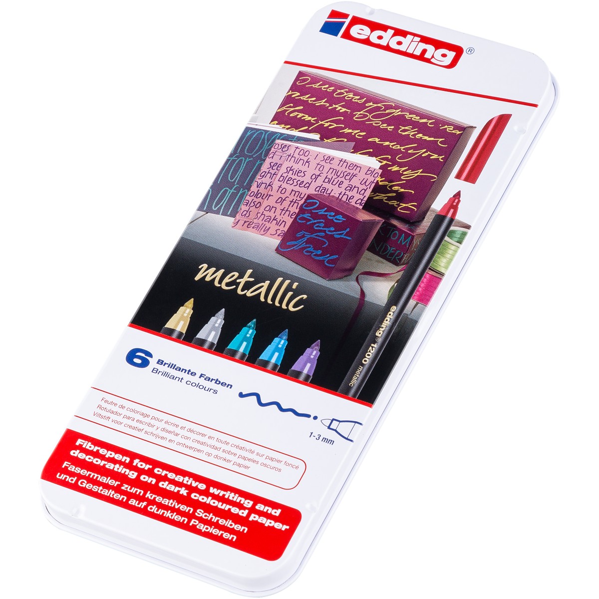 edding 1200 colour pen metallic set - 6 stuks