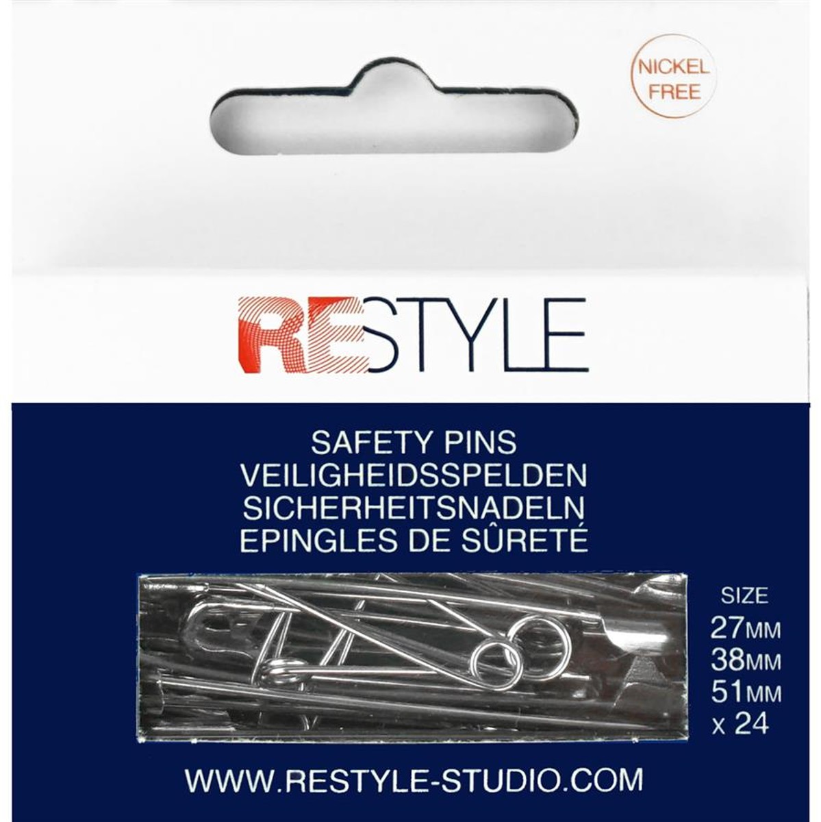 Restyle veiligheidsspelden - 24 stuks - 27/38/51 mm