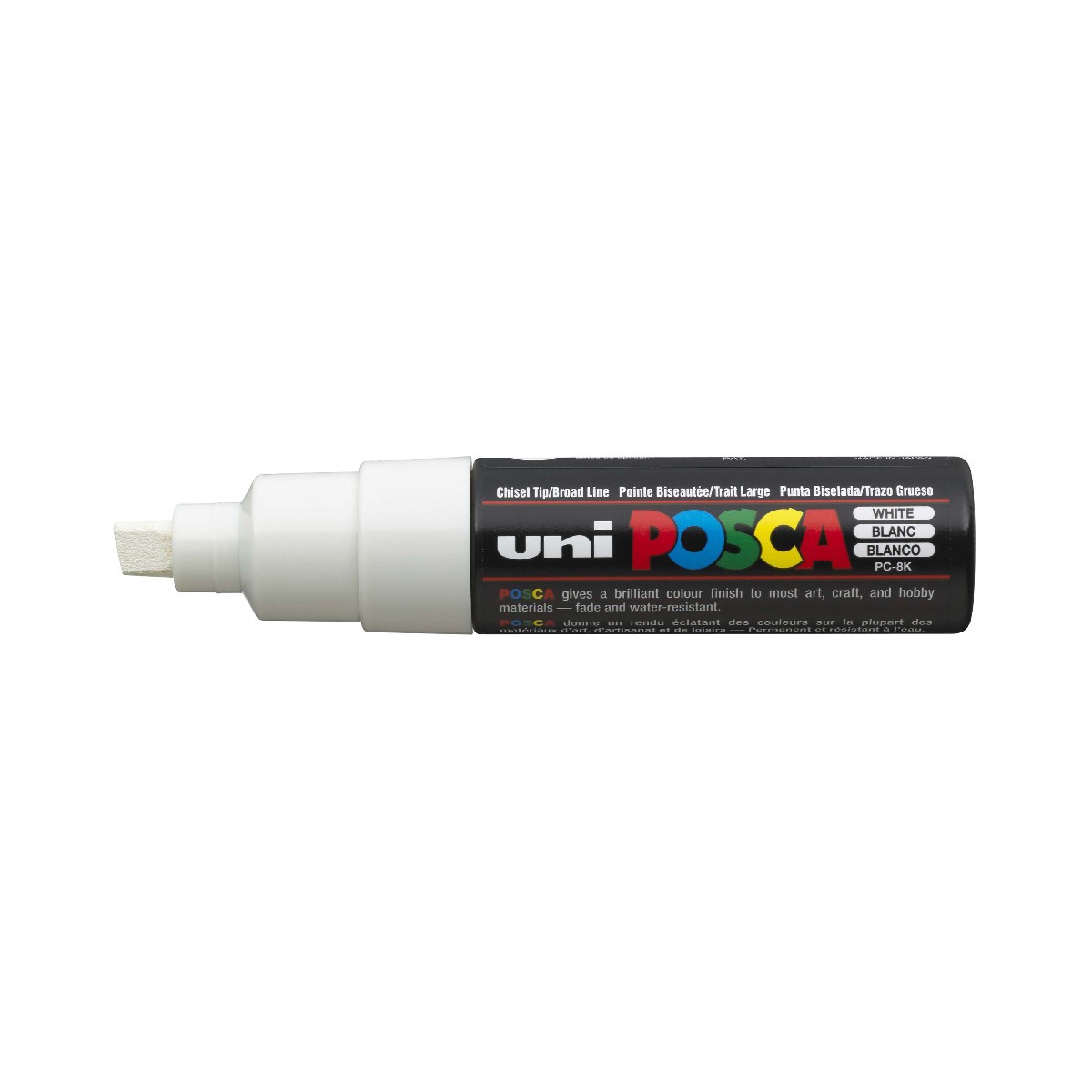 POSCA acrylmarker - beitelpunt PC-8K - 8 mm - wit