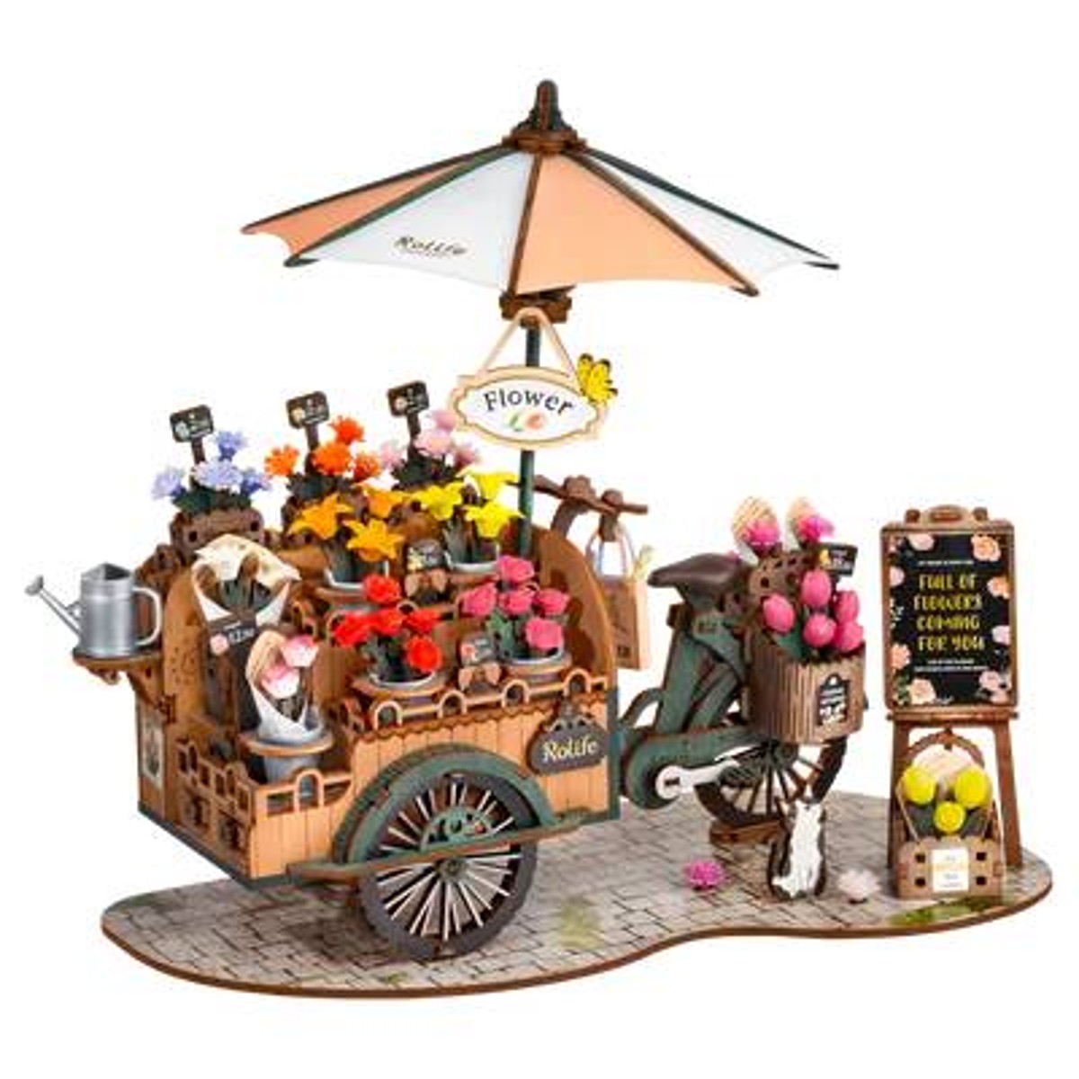 Robotime houten 3D puzzel - Blossom Cart