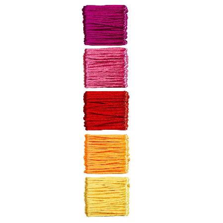 Nylon koord - 5x 4 meter - rood/roze mix