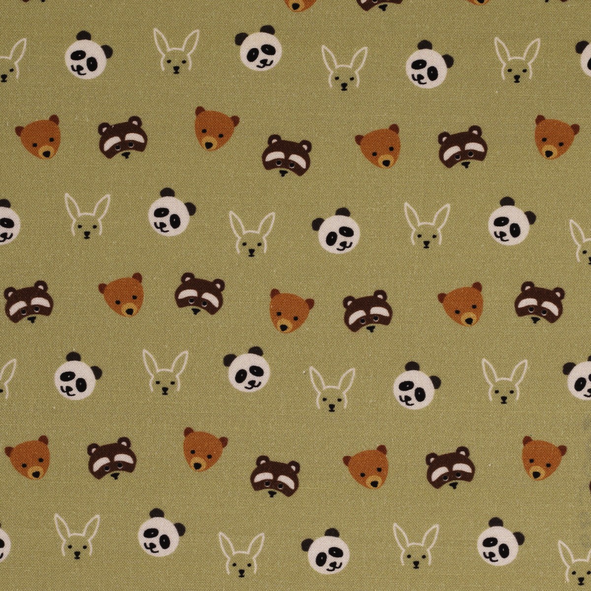 Stof katoen - 50x70 cm - dieren mosgroen afbeelding