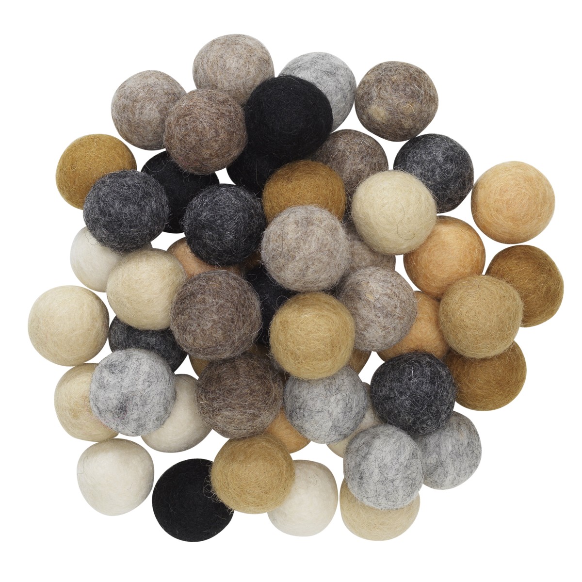 Wolvilt bolletjes - doorsnede20 mm - 50 stuks - natuur mix