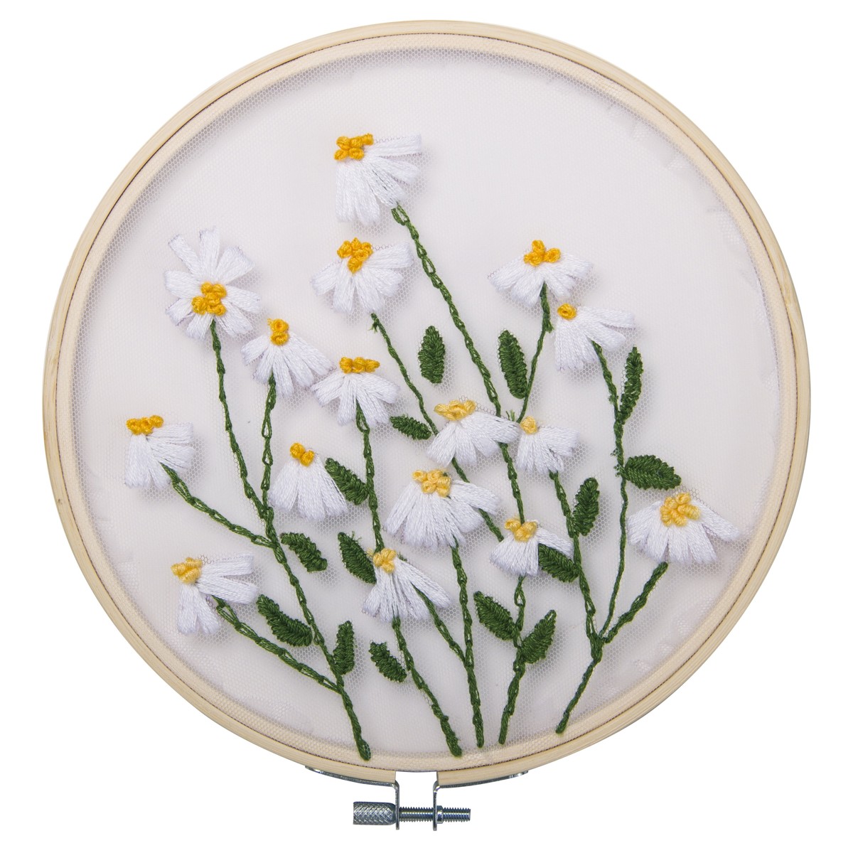 Borduurpakket - 21 cm - madeliefjes