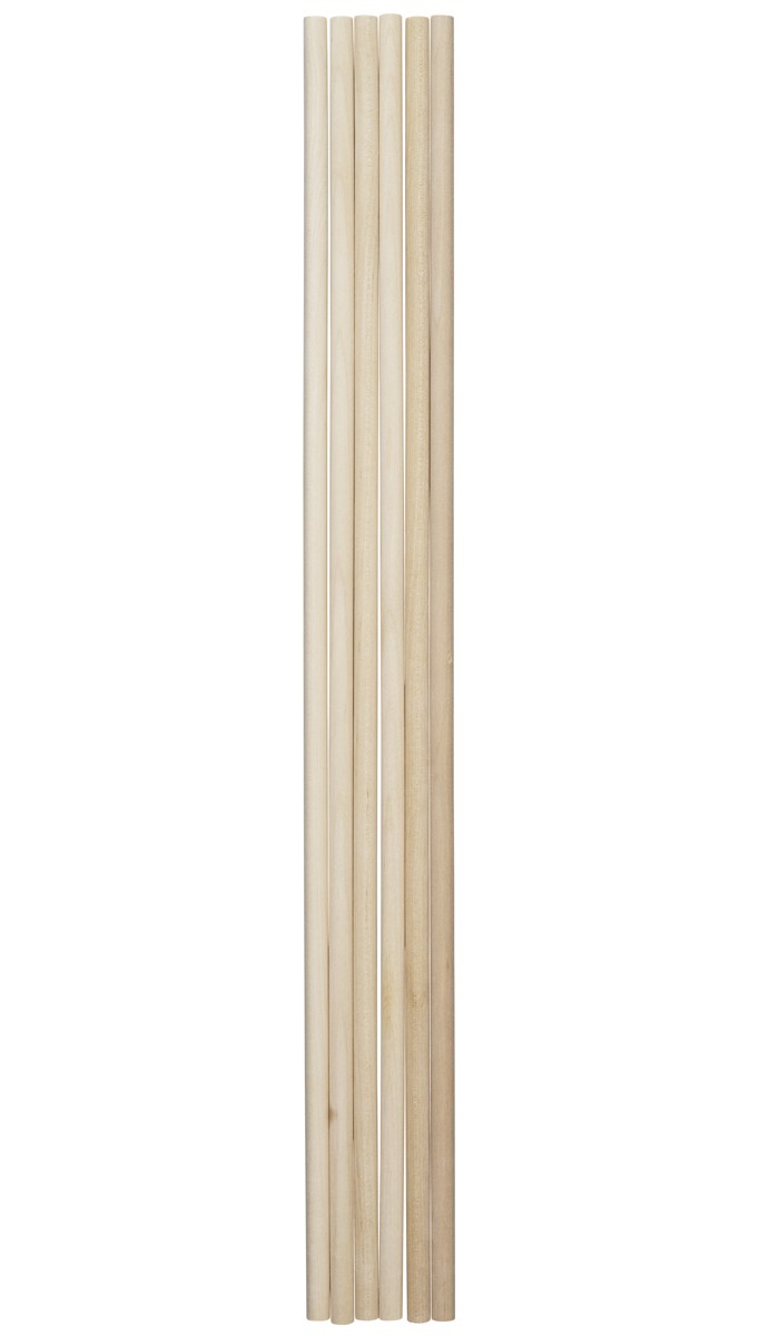 Houten stok - 9,5 mm - 50 cm - 6 stuks