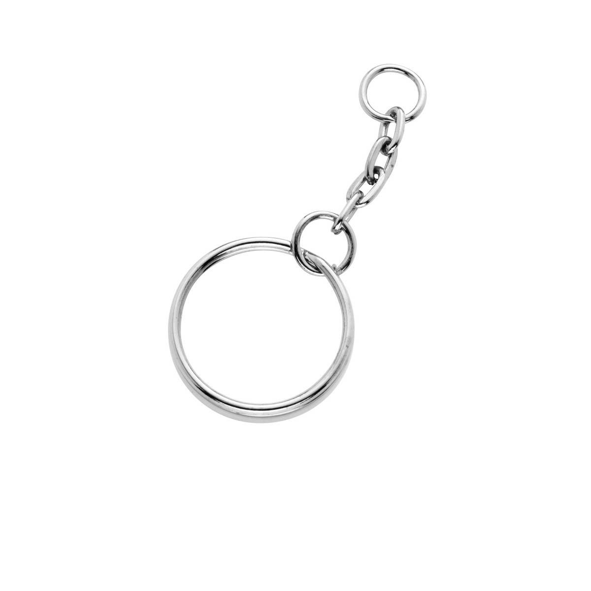 Sleutelring met ketting - 20 mm - 5 stuks - zilverkleurig