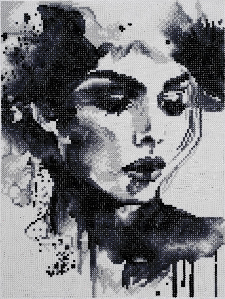 Diamond painting kit - 30x40 cm - zwart/wit gezicht