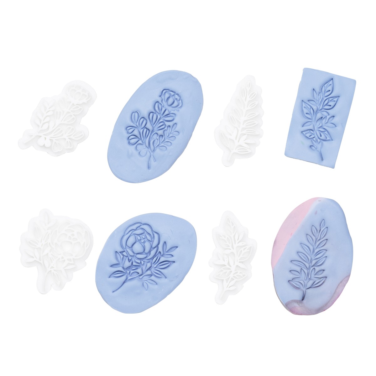 Kleistempels - 4 stuks - bloemen en bladeren