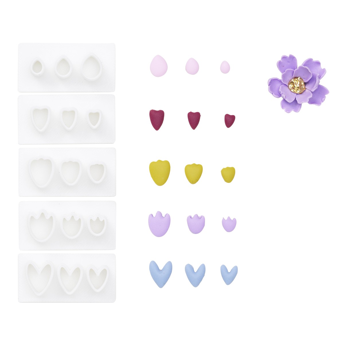 Uitsteekvormen klei - 5 stuks - bloemblaadjes