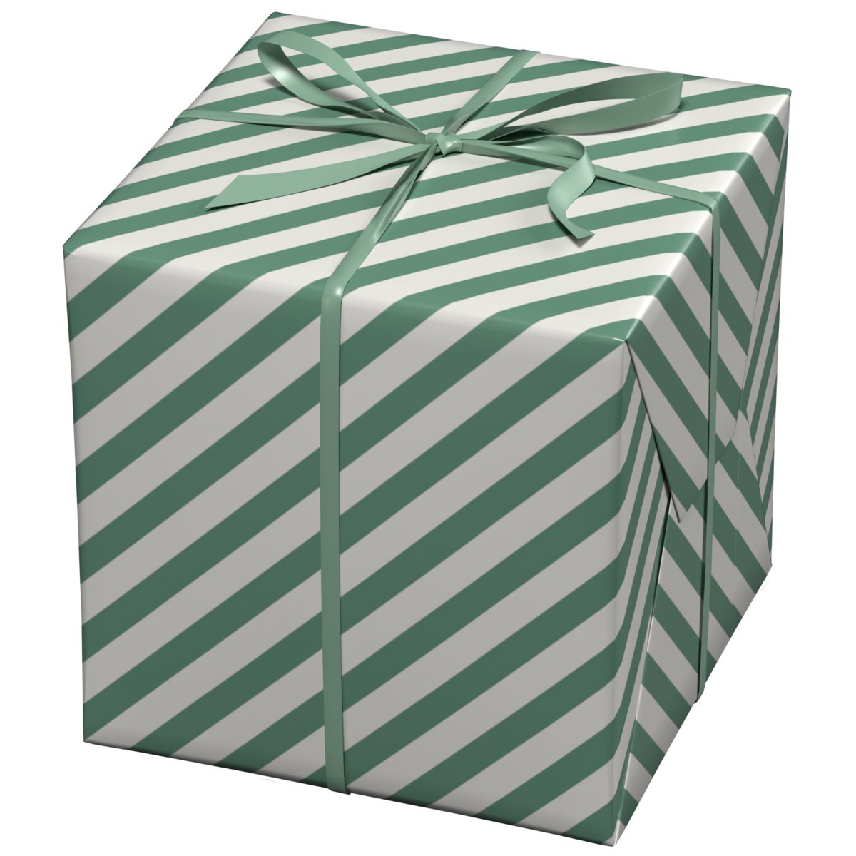 Cadeaupapier - 10 meter - wit/groen strepen
