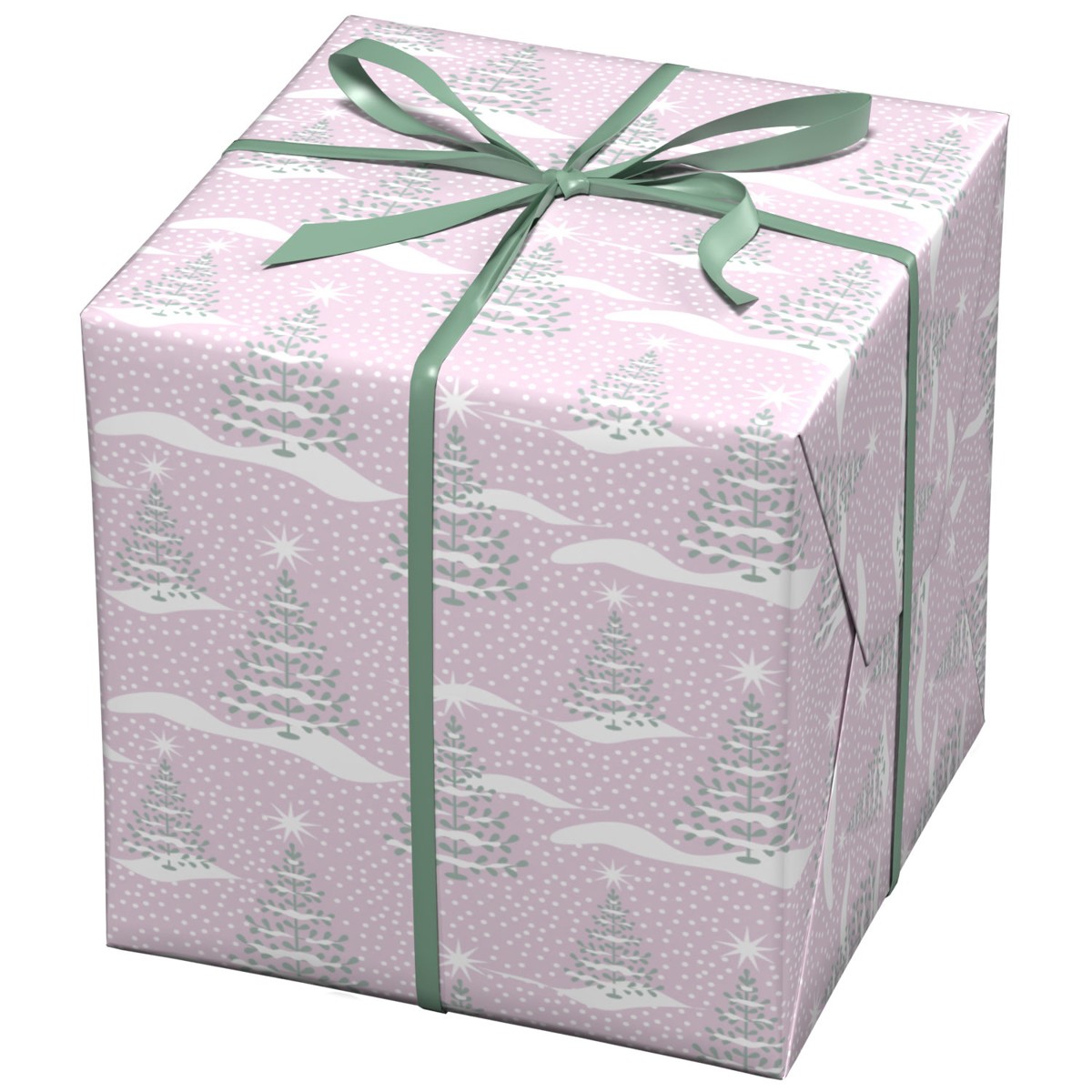 Cadeaupapier - 10 meter - dennebomen sneeuw