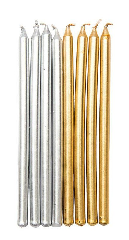 Kaarsjes - 16 stuks - goud en zilver