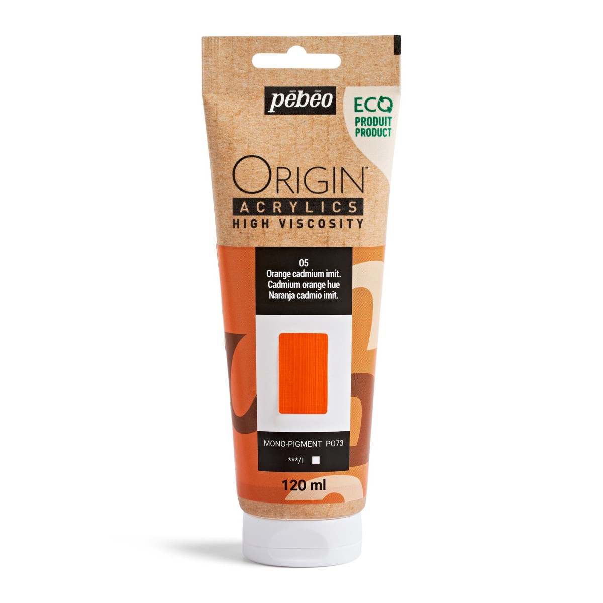 Pebeo Origin Acrylics - 120 ml - 05 Cadmium Orange
