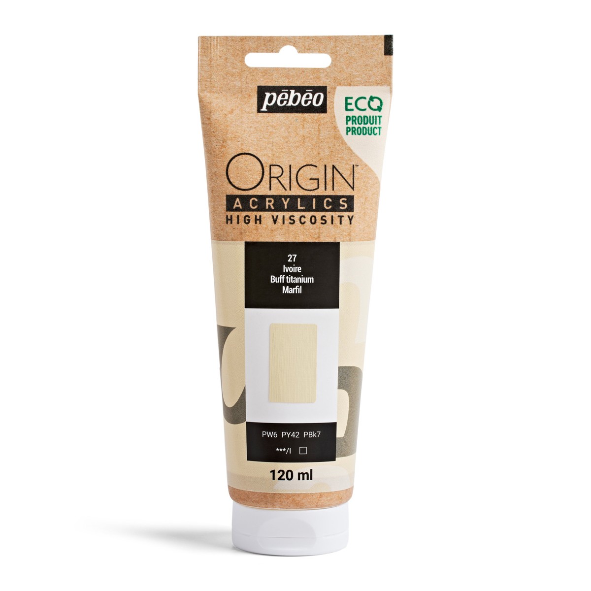 Pebeo Origin Acrylics - 120 ml - 27 Buff Titanium