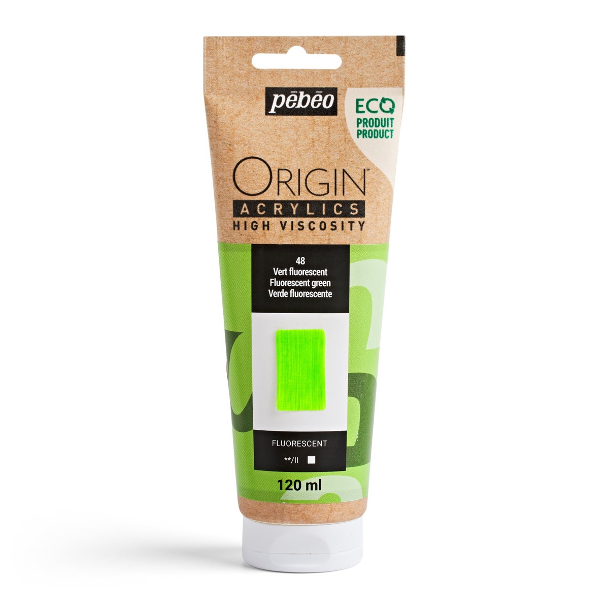 Pebeo Origin Acrylics - 120 ml - 48 Fluorescent Green