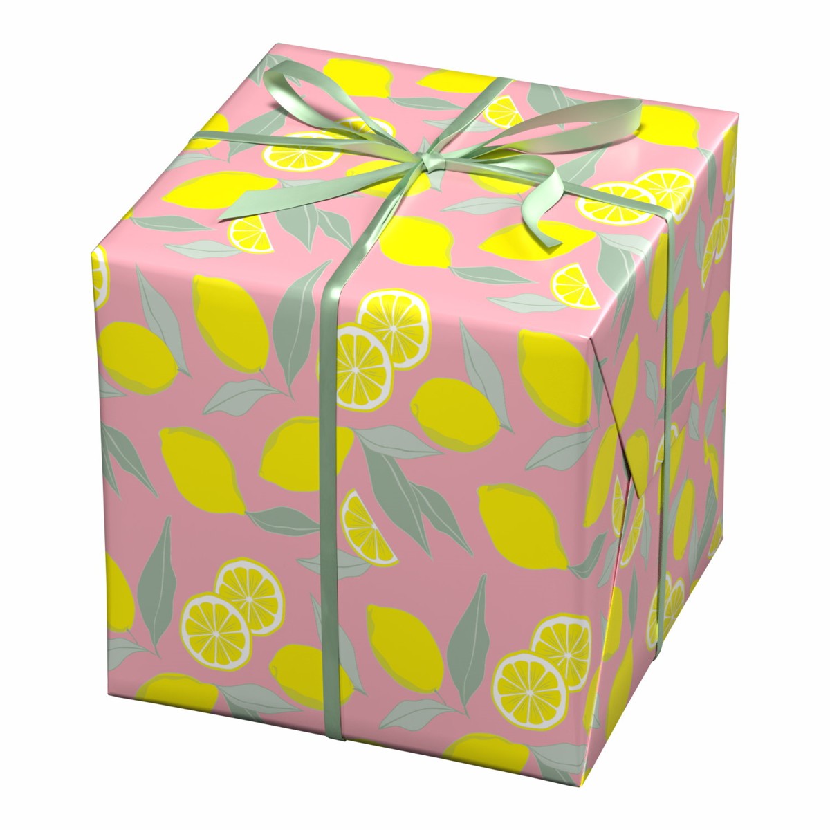 Cadeaupapier - 10 meter - roze/citroenen