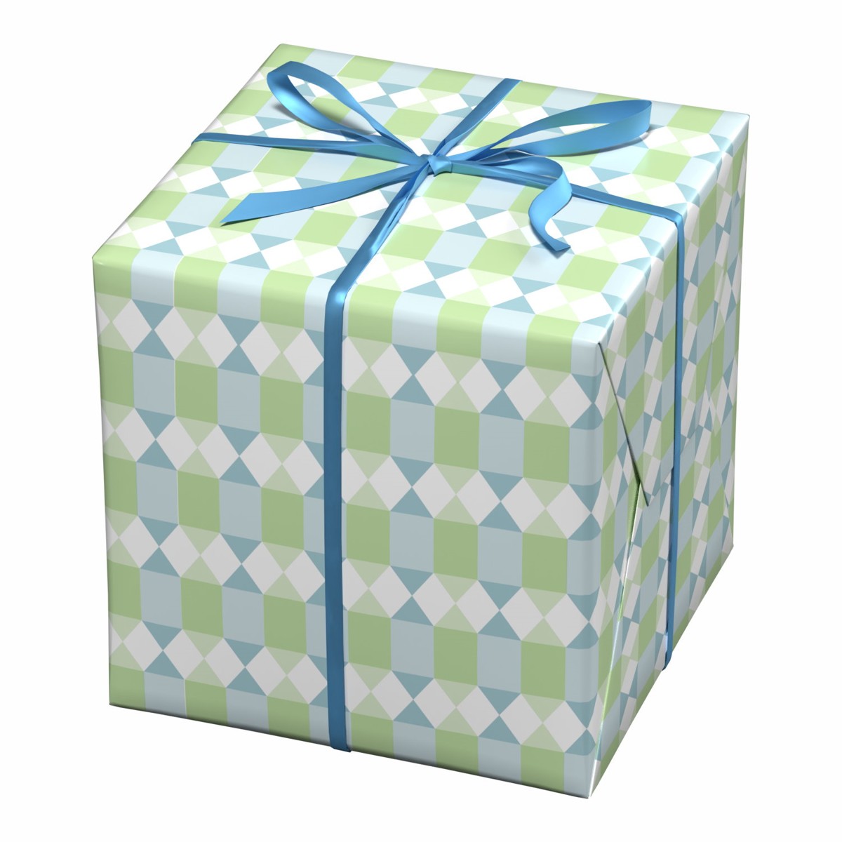 Cadeaupapier - 10 meter - blauw/groen retro