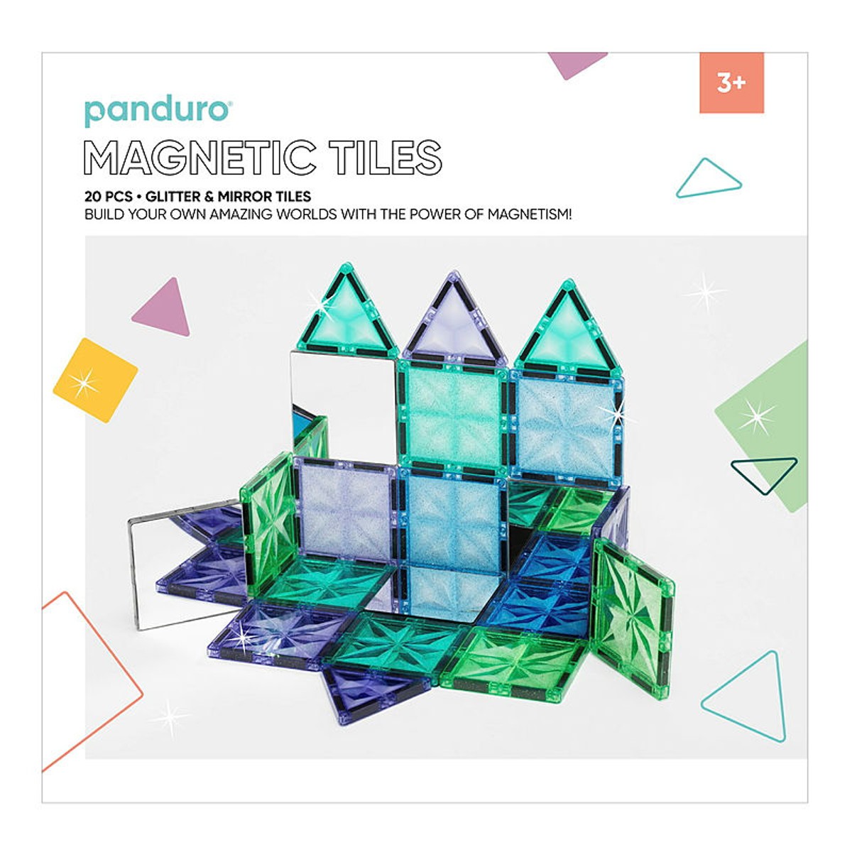 Panduro Magnetic Tiles - glitter&spiegels - 20-delig