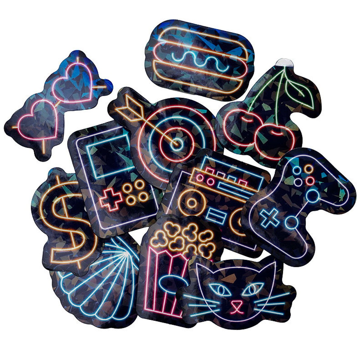 Extra big stickers set - 50 stuks - neon
