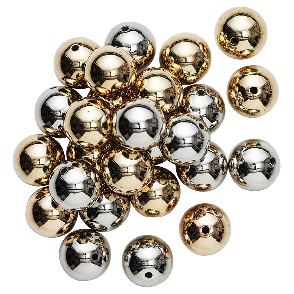 Mega metallic kralen - 30 stuks - goud- en zilverkleurig