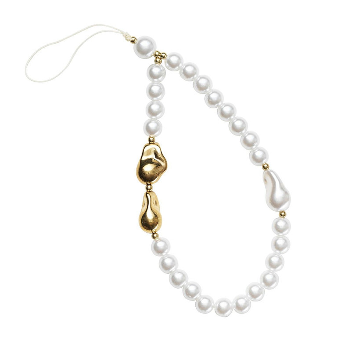 Telefoonkoord - 18 cm - wit/goud