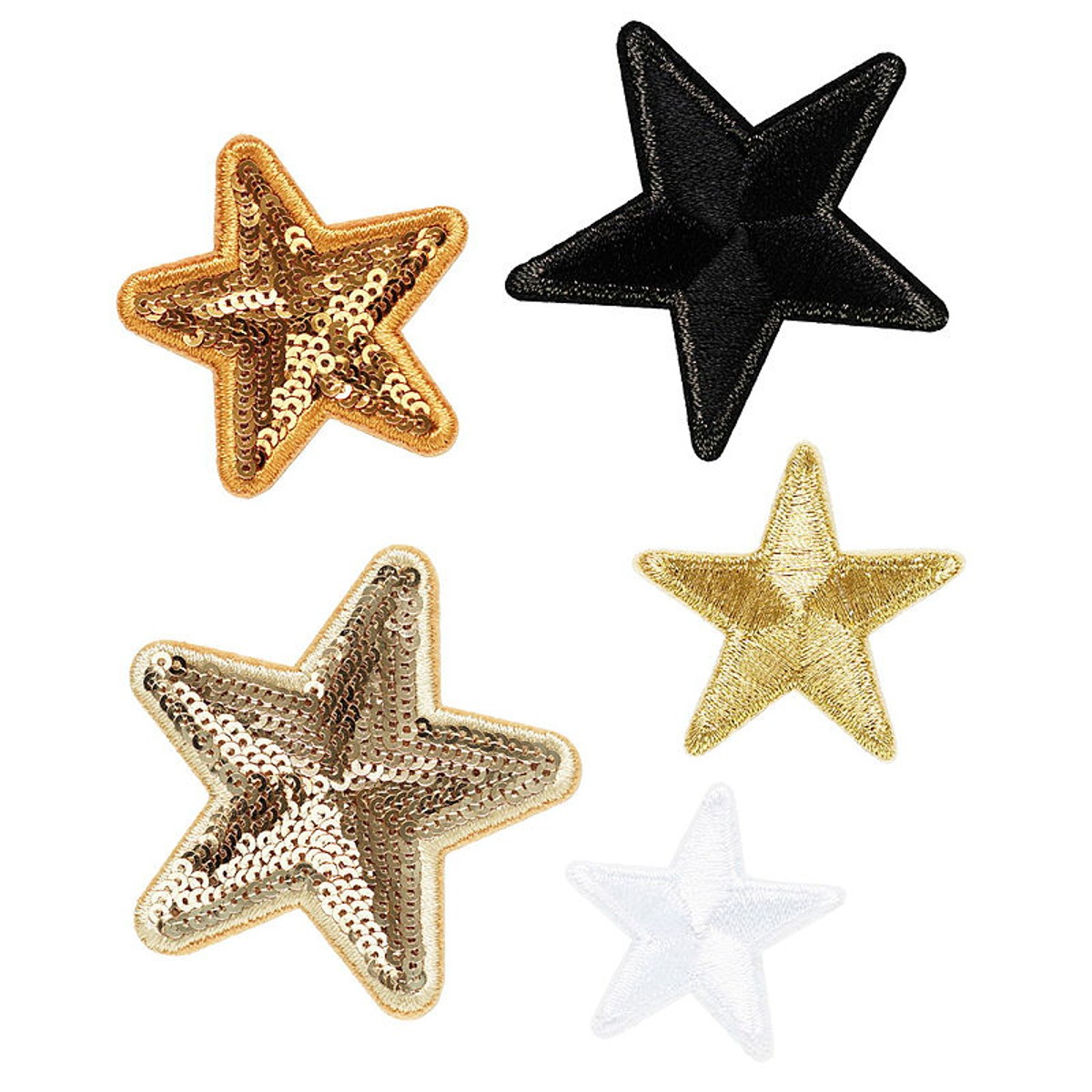 Iron-on plaatjes - 5 stuks - sterren