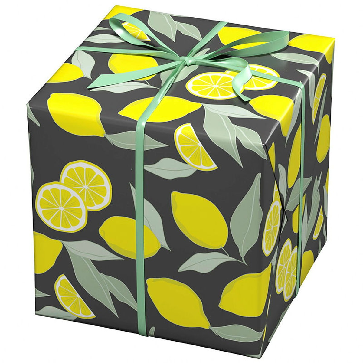 Cadeaupapier - 10 meter - zwart/citroenen